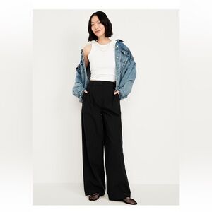 Extra High-Waisted Poplin Taylor Wide-Leg Trouser Pants